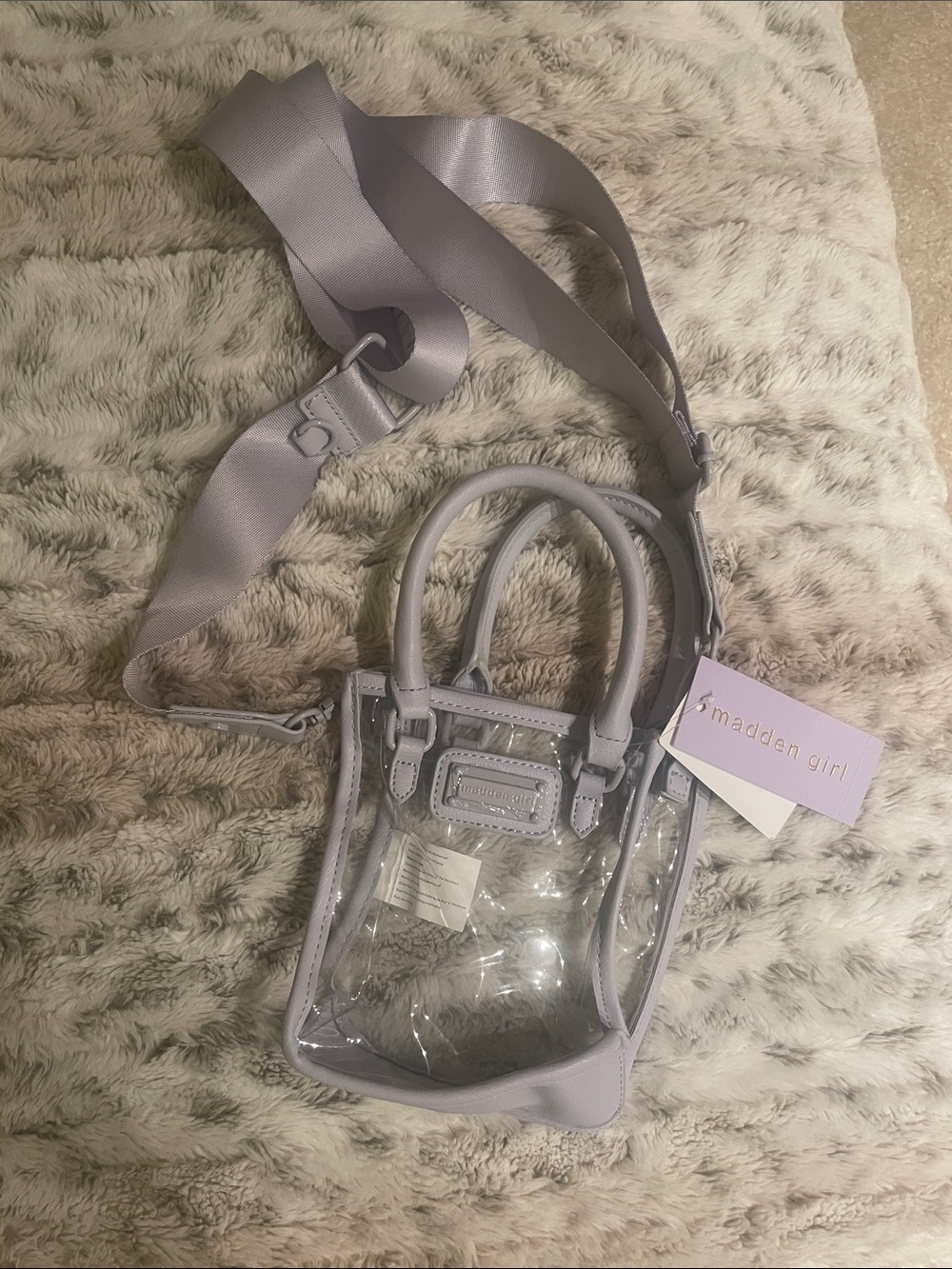 Clear bag with lavender trim